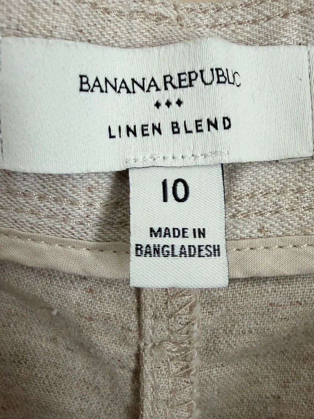 Banana Republic Women’s Light Beige Pleated Linen-Blend Pants Size 10